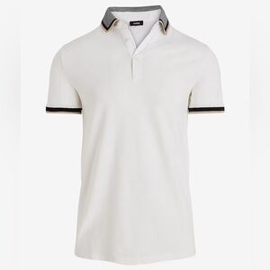 Express Men's Tipped Luxe Pique Polo Size M Tall White Short Sleeves NWT $64